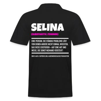 Name Selina Design - Männer Poloshirt - Schwarz - Hinten - Kai (181cm)