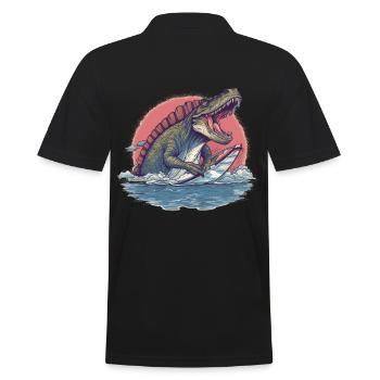 Dinosaurier Dino Fossil Carnivor Herbivor T-Rex - Männer Poloshirt - Schwarz - Hinten - Kai (181cm)