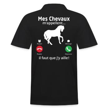mes chevaux m'appellent il faut quẹ j'y aille! - Polo Homme - noir - Dos - Kai (181cm)