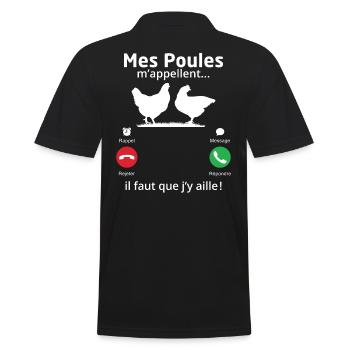 Mes poules m'appellent il faut que j'y aille! - Polo Homme - noir - Dos - Kai (181cm)