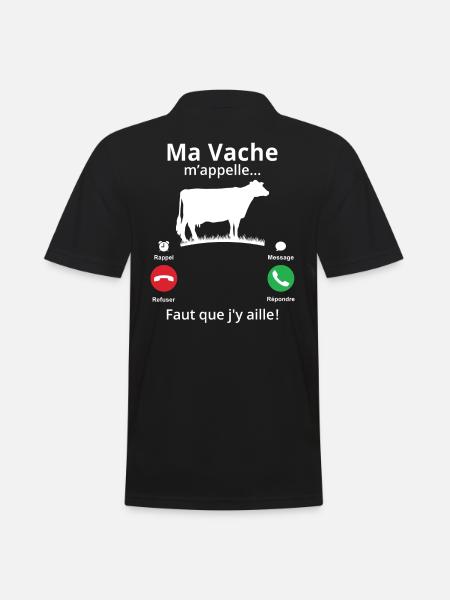 Ma vache m'appelle faut que j'y aille! - Polo Homme - noir