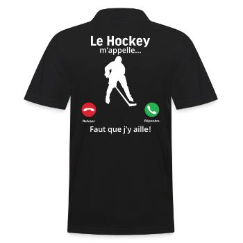 Le Hockey m'appelle faut que j'y aille! - Polo Homme - noir - Dos - Kai (181cm)