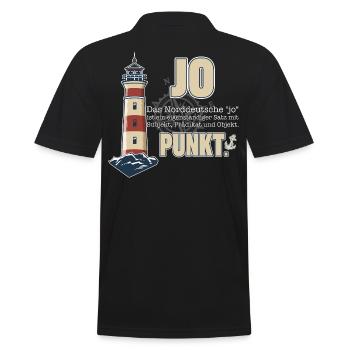 Nordisch Klar – Leuchtturm & Humor - Männer Poloshirt - Schwarz - Hinten - Kai (181cm)