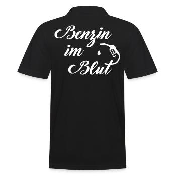 Benzin im Blut Spruch Motorrad Auto Tuning - Männer Poloshirt - Schwarz - Hinten - Kai (181cm)