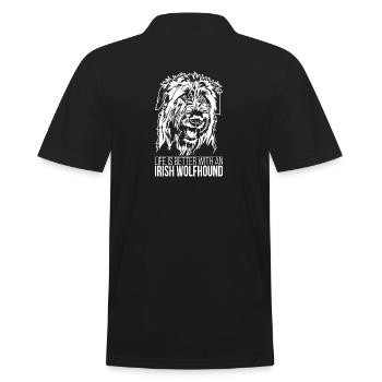 Irish Wolfhound life is better Hunde Wilsigns - Männer Poloshirt - Schwarz - Hinten - Kai (181cm)