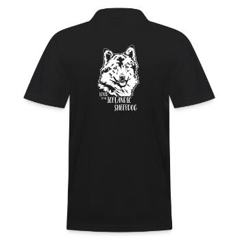 Loved by an Icelandic Sheepdog Hunde Wilsigns - Männer Poloshirt - Schwarz - Hinten - Kai (181cm)
