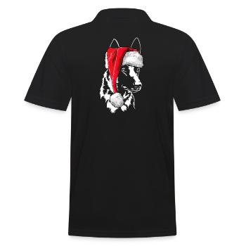 Santa Malinois Christmas St. Nicholas Dogs Wilsigns - Men's Polo Shirt - black - Back - Kai (181cm)