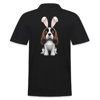 English Cocker Spaniel mit Hasenohren - Männer Poloshirt - Schwarz - Hinten - Kai (181cm)