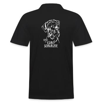 Loved by a Giant Schnauzer Hundespruch Wilsigns - Männer Poloshirt - Schwarz - Hinten - Kai (181cm)