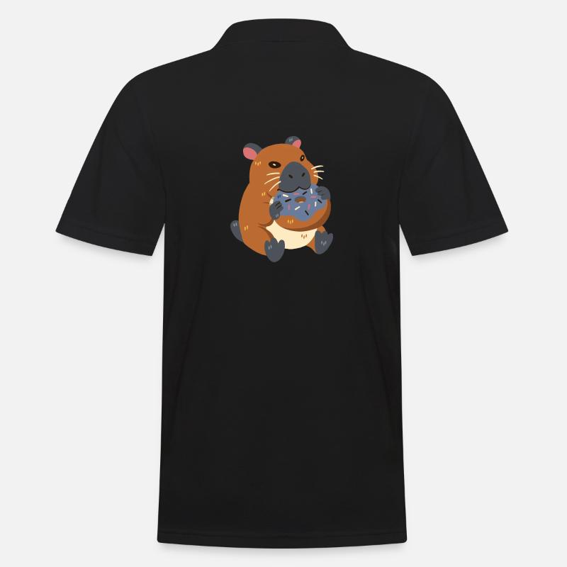 Capybara mit Donut - Männer Poloshirt - Schwarz