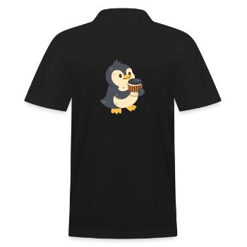 Penguin with coffee - Men's Polo Shirt - black - Back - Kai (181cm)