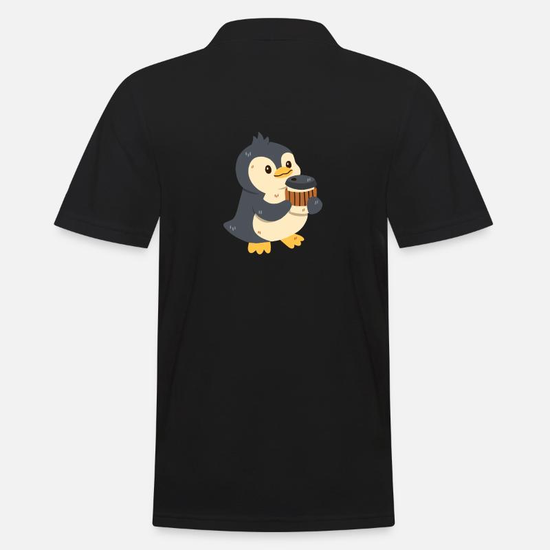 Pinguin mit Kaffee - Männer Poloshirt - Schwarz
