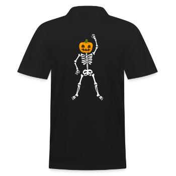 Happy Halloween Kürbis-Skelett workout Training - Männer Poloshirt - Schwarz - Hinten - Kai (181cm)