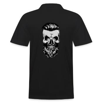 Hipster Skull Totenkopf mit Bart - Männer Poloshirt - Schwarz - Hinten - Kai (181cm)
