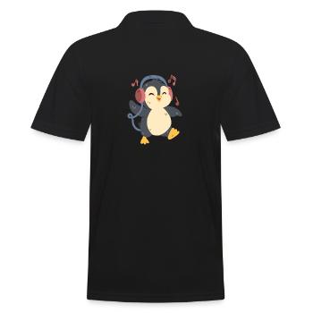 Penguin dancing and listening to music - Men's Polo Shirt - black - Back - Kai (181cm)