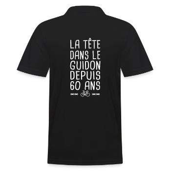60 ans vélo tête dans le guidon anniversaire 60 - Polo Homme - noir - Dos - Kai (181cm)