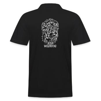 Loved by an IRISH WOLFHOUND Hundespruch Wilsigns - Männer Poloshirt - Schwarz - Hinten - Kai (181cm)