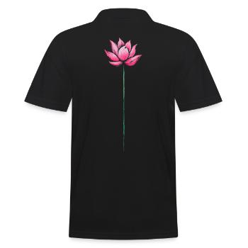Rosa Lotusblüte Zen Calm Yoga und Meditation Kunst - Männer Poloshirt - Schwarz - Hinten - Kai (181cm)