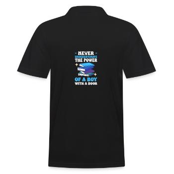 Ne sous-estimez jamais le pouvoir d’un garçon avec un livre - Polo Homme - noir - Dos - Kai (181cm)