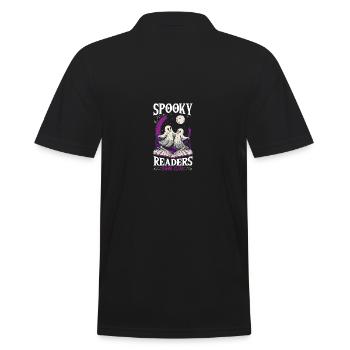 Readers Joy Bibliophiles Spooky Readers Book Club - Men's Polo Shirt - black - Back - Kai (181cm)