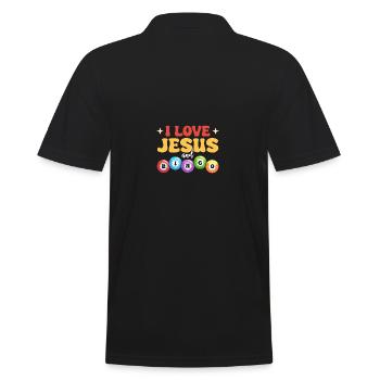 Ich liebe Jesus und Bingo - Männer Poloshirt - Schwarz - Hinten - Kai (181cm)