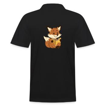 Fuchs liest ein Buch - Männer Poloshirt - Schwarz - Hinten - Kai (181cm)