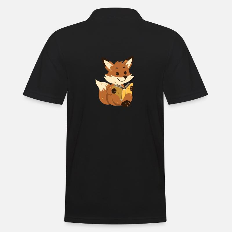 Fuchs liest ein Buch - Männer Poloshirt - Schwarz
