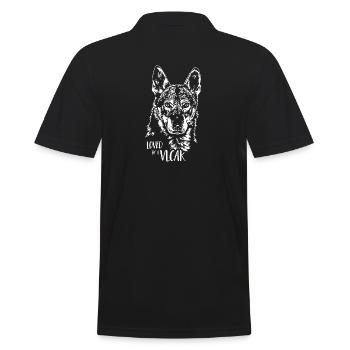 Loved by a Vlcak Hundespruch Wolfhunde Wilsigns - Männer Poloshirt - Schwarz - Hinten - Kai (181cm)