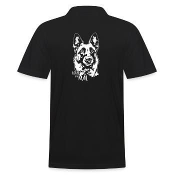 Loved by a Mal Malinois Dog Saying Dogs Wilsigns - Men's Polo Shirt - black - Back - Kai (181cm)