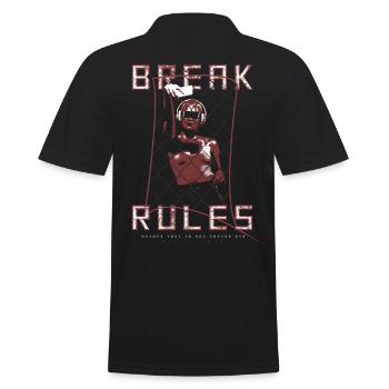 Berlin Break rules - Männer Poloshirt - Schwarz - Hinten - Kai (181cm)