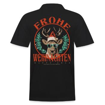 Rentier mit sonnenbrille frohe weihnachten - Männer Poloshirt - Schwarz - Hinten - Kai (181cm)
