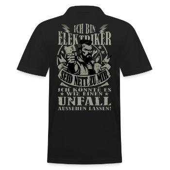 ICH KÖNNTE ES WIE EIN UNFALL AUSSEHEN LASSEN - Männer Poloshirt - Schwarz - Hinten - Kai (181cm)