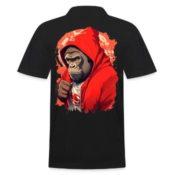 Gorilla mit rotem Hoody - Männer Poloshirt - Schwarz - Hinten - Kai (181cm)