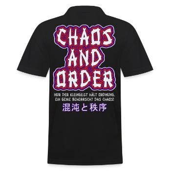 Chaos & Order / Chaos & Ordnung - Männer Poloshirt - Schwarz - Hinten - Kai (181cm)