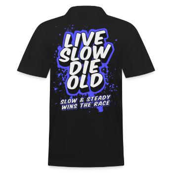 Live Slow Die Old - LSDO - Männer Poloshirt - Schwarz - Hinten - Kai (181cm)
