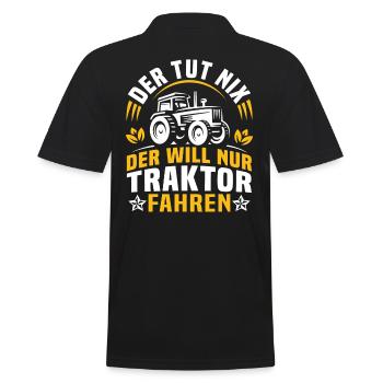 der tut nix der will nur traktor fahren - Männer Poloshirt - Schwarz - Hinten - Kai (181cm)