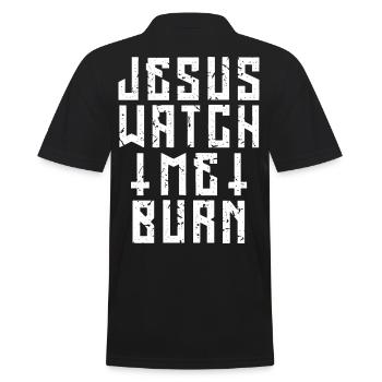 Jesus Sieh Mich Brennen - Männer Poloshirt - Schwarz - Hinten - Kai (181cm)