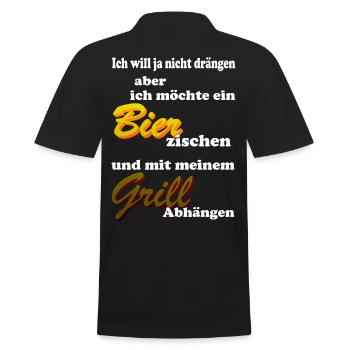 Bier Grill Griller Grillen - Männer Poloshirt - Schwarz - Hinten - Kai (181cm)