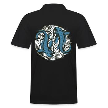 Poisson bleu japonais - Polo Homme - noir - Dos - Kai (181cm)