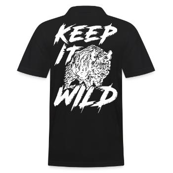 2reborn keep it wild wildschwein deer hunter jaege - Männer Poloshirt - Schwarz - Hinten - Kai (181cm)