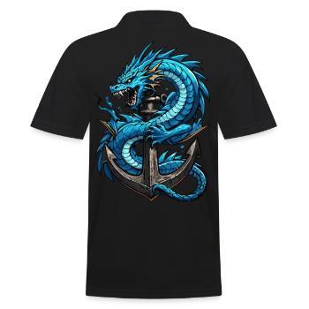 Seedrache - Männer Poloshirt - Schwarz - Hinten - Kai (181cm)