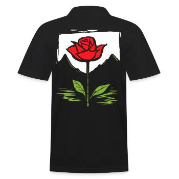Rouge japonais Soleil : Rose - Polo Homme - noir - Dos - Kai (181cm)