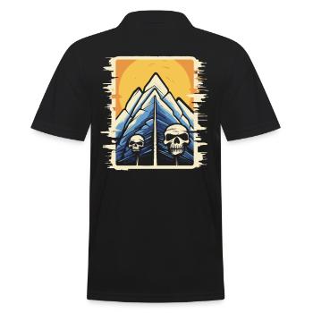 Japanese Mountains Nature: Horror Tarot Skull - Men's Polo Shirt - black - Back - Kai (181cm)