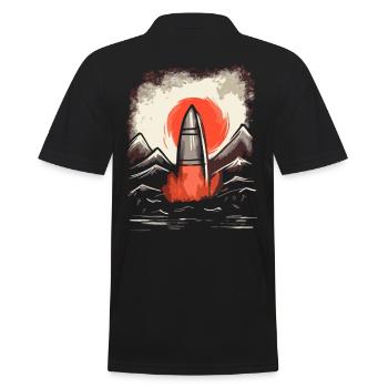 Japanese Red Sun: Launch of a rocket - Men's Polo Shirt - black - Back - Kai (181cm)