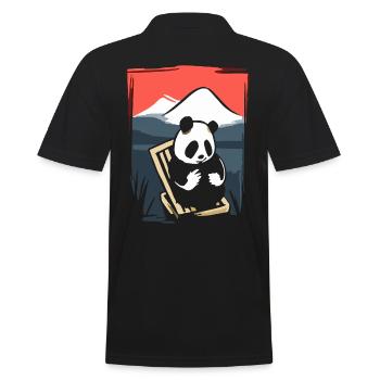 Japanische Rote Sonne: Chillender Panda - Männer Poloshirt - Schwarz - Hinten - Kai (181cm)