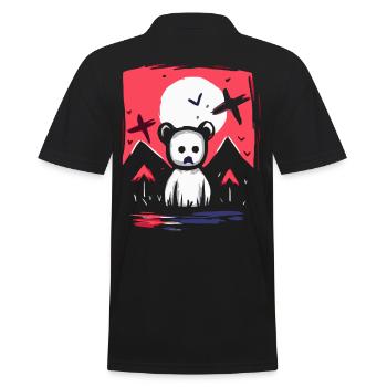 Japan's Red Sun: A Strange Toy Bear - Men's Polo Shirt - black - Back - Kai (181cm)