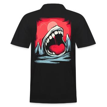 Le soleil rouge du Japon et la montagne de la bouche avec des dents - Polo Homme - noir - Dos - Kai (181cm)