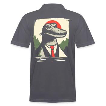 Japanese Red Sun and Al Gator Alligator - Men's Polo Shirt - charcoal grey - Back - Nico (186cm)