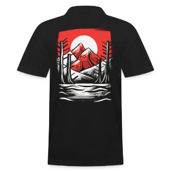 Soleil rouge du Japon, montagnes de poissons - Polo Homme - noir - Dos - Kai (181cm)