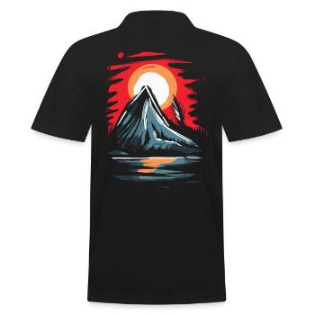 Japans Rote Sonne: Ein Berg-Gipfel - Männer Poloshirt - Schwarz - Hinten - Kai (181cm)